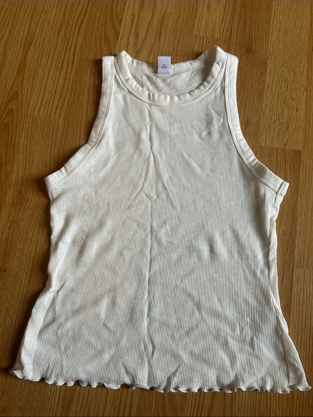 Old Navy Cream Ribbed High-Neck Tank